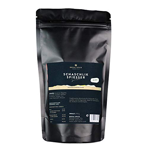 Royal Spice Schaschlik Spiesser - 250g - Schaschlik Gewürzmischung für Fleisch & Sauce - Deftige BBQ Gewürzmischung für leckeres Schaschlik & Grillspieße in allen Varianten von ROYAL SPICE