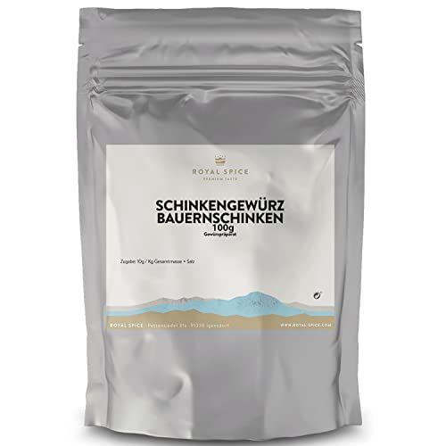 Royal Spice Schinkengewürz für Bauernschinken 100g - Gewürzmischung zum Schinken machen für alle Arten von Rohschinken inkl. Reifemischung - Einfache Anwendung & Ausgezeichneter Geschmack von ROYAL SPICE bbq rubs & spices