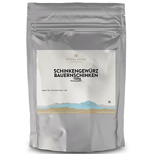 Royal Spice Schinkengewürz für Bauernschinken 100g - Gewürzmischung zum Schinken machen für alle Arten von Rohschinken inkl. Reifemischung - Einfache Anwendung & Ausgezeichneter Geschmack von ROYAL SPICE