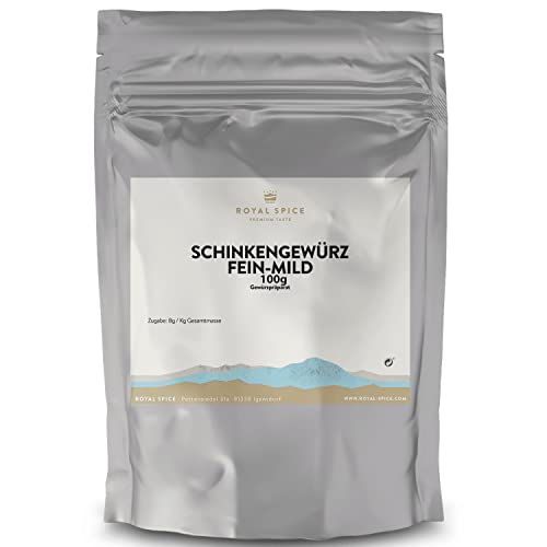 Royal Spice Schinkengewürz für Schinken Fein-Mild 100g - Gewürzmischung zum Schinken machen für alle Arten von Rohschinken inkl. Reifemischung - Einfache Anwendung & Ausgezeichneter Geschmack Royal Spice Schinkengewürz für Schinken Fein-Mild 100g - Gewürzmischung zum Schinken machen für alle Arten von Rohschinken inkl. Reifemischung - Einfache Anwendung & Ausgezeichneter Geschmack von ROYAL SPICE