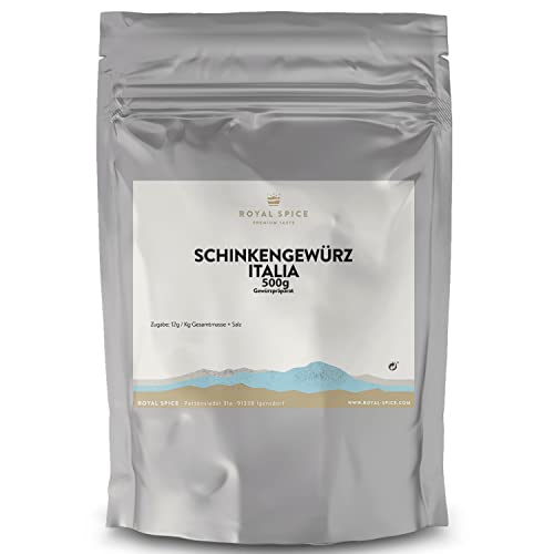 Royal Spice Schinkengewürz für Schinken Italia Art 500g - Gewürzmischung zum Schinken machen für alle Arten von Rohschinken inkl. Reifemischung - Einfache Anwendung & Mediterraner Geschmack von ROYAL SPICE bbq rubs & spices