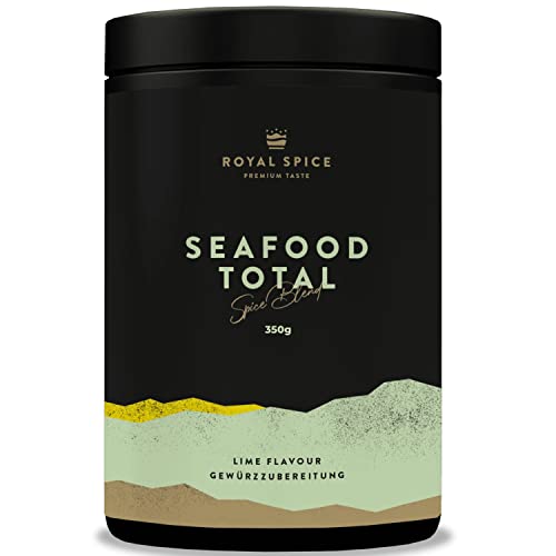 Royal Spice Seafood Total 350g - Fisch Gewürz für Fisch, Scampi, Garnelen, Lachs & Meeresfrüchte - Intensiv fruchtig & frisch mit zartherbem Kakao - Fischgewürzmischung zum Grillen, Kochen & Räuchern von ROYAL SPICE bbq rubs & spices