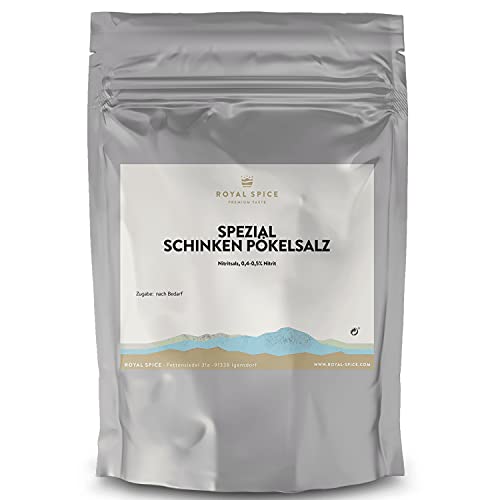 Royal Spice - Spezial Schinken Pökelsalz 1kg zur Herstellung von Fleisch- und Wurstwaren im wiederverschließbaren Zip-Beutel - Nitritpökelsalz/Ur-Steinsalz zum Pökeln fein von ROYAL SPICE