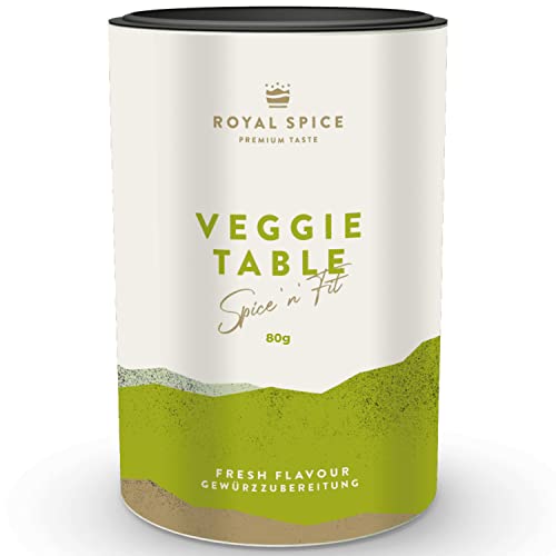 Royal Spice Veggie Table 80g - Fruchtige & Vollmundige Gewürzmischung - Gemüse Allrounder perfekt als Avocado Gewürz, Bowl Topping, Fisch Gewürz, für Pasta, Saucen & Suppen - Ohne zugesetzten Zucker von ROYAL SPICE bbq rubs & spices