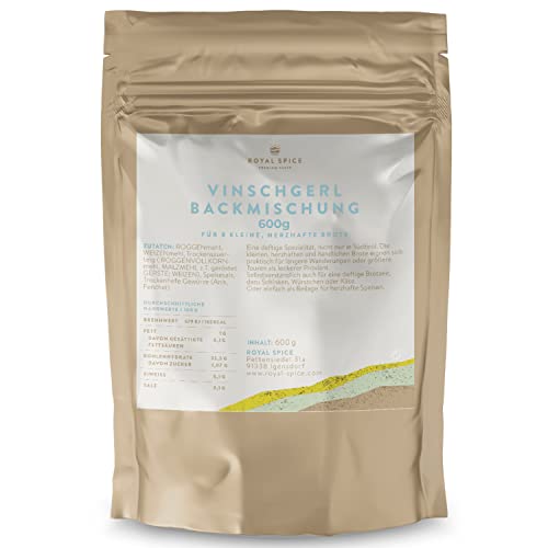 Royal Spice Vinschgerl Backmischung 600g - Fertige Brotbackmischung für echte, hausgemachte Tiroler Vinschgerl - Schnell & einfach gutes Brot backen inklusive Roggen Sauerteig - Nur noch Wasser dazu! von ROYAL SPICE bbq rubs & spices