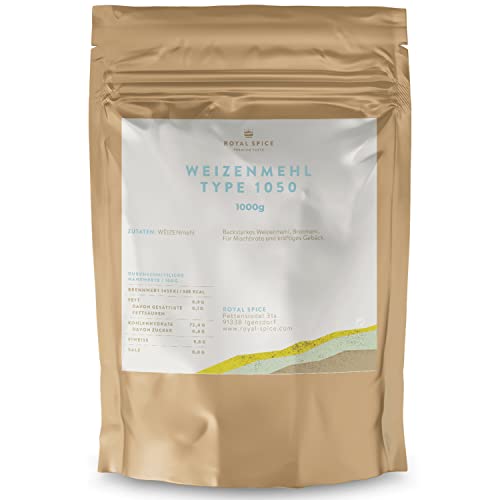 Royal Spice Weizenmehl 1050 1kg - Backstarkes Weizenmehl Type 1050 für Mischbrote und kräftiges Gebäck - Beste Backeigenschaften von ROYAL SPICE bbq rubs & spices