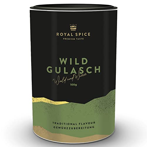 Royal Spice Wild Gulasch Gewürz 100g - Mit intensiver, typischer Kräuternote für Wildgulasch & traditionelles Gulasch von Schwein & Rind - Wildgulasch Gewürz perfekt für Dutch Oven & Kochtopf von ROYAL SPICE