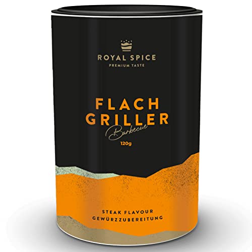 Royal Spice Flachgriller 120g - BBQ Gewürzmischung & Grillgewürz für Küche und Grill - Bester, klassischer Grillgeschmack - Ein MUSS für Nackensteak, Rückensteak, Bauchscheiben, Fleischspieße uvm! Royal Spice Flachgriller 120g - BBQ Gewürzmischung & Grillgewürz für Küche und Grill - Bester, klassischer Grillgeschmack - Ein MUSS für Nackensteak, Rückensteak, Bauchscheiben, Fleischspieße uvm! von ROYAL SPICE