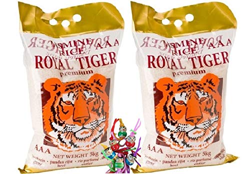 [ 2x 5kg ] ROYAL TIGER Jasmin Duftreis/Jasmin Reis, ganz/Jasmine Rice AAA + ein kleiner Glücksanhänger gratis von ROYAL TIGER