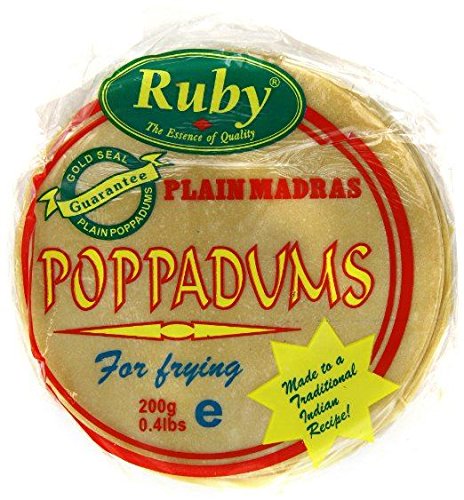 Ruby - Plain Madras Poppadums Restuarant Style - 200g (4 Stück) von RUBY