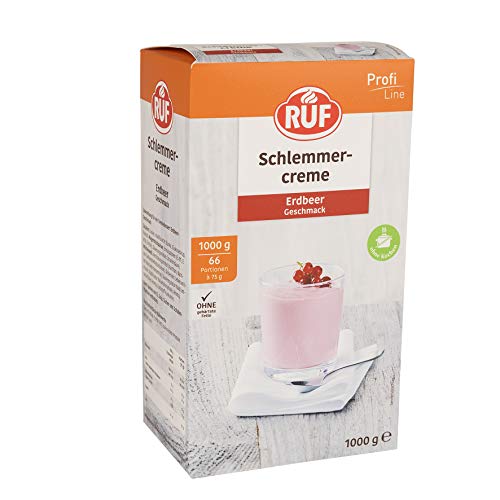 RUF Schlemmercreme Erdbeer, schnell Zubereitung in nur 3 Minuten, fruchtig lockere Dessertcreme, praktische Großpackung für die Küche, 1x1000g von RUF