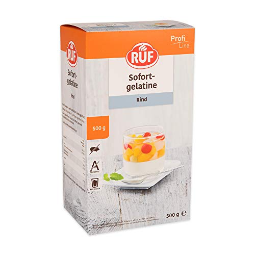RUF Sofort-Gelatine Rind, Halal Food, Gelatine Pulver halal, kalt löslich, Speise-Gelatine ohne Einweichen und Erhitzen, 1x500g von RUF