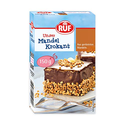 RUF Mandel-Krokant, geröstete Mandeln zum Garnieren von Creme-Torten, Apfel-Kuchen, Cup-Cakes & Eis, glutenfrei & vegan, 11er-Pack (11 x 150g) von RUF