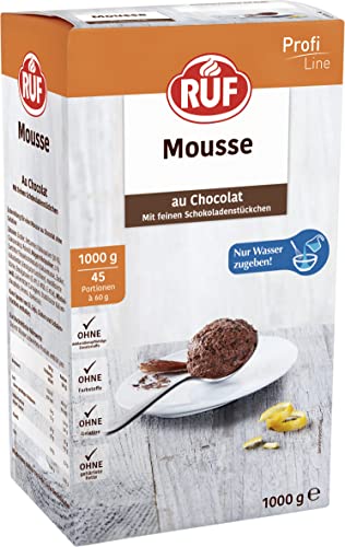 RUF Mousse au Chocolat mit feinen Schokoladenstückchen, klassisches französisches Schoko-Dessert, Mousse mit Wasserzubereitung, Großpackung, 1x1000g von RUF