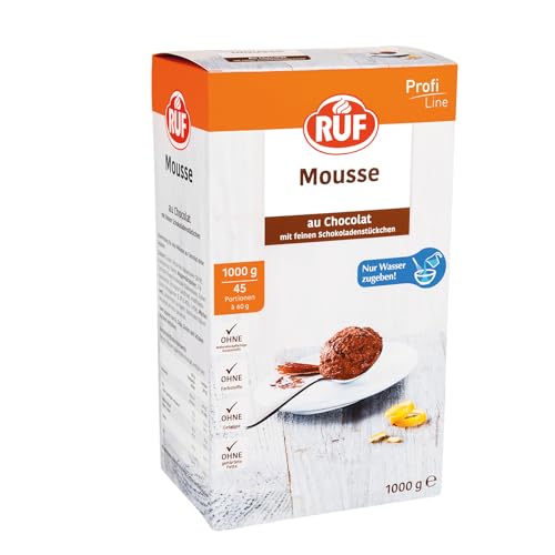 RUF Mousse au Chocolat mit feinen Schokoladenstückchen, klassisches französisches Schoko-Dessert, Mousse mit Wasserzubereitung, Großpackung, 1x1000g von RUF