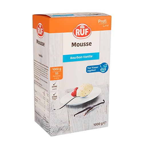 RUF Mousse Bourbon-Vanille, mit natürlichem Vanille-Aroma, edle Nachspeise für jeden Anlass, Mousse mit Wasserzubereitung, Großpackung, 1x1000g von RUF