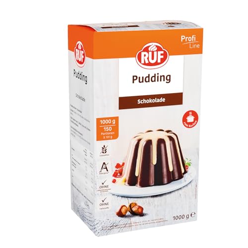 RUF Pudding Schokolade, Puddingpulver für Schokoladenpudding, nur mit Milch und Zucker aufkochen, Großpackung, glutenfrei, ohne Allergene, 1x1000g von RUF
