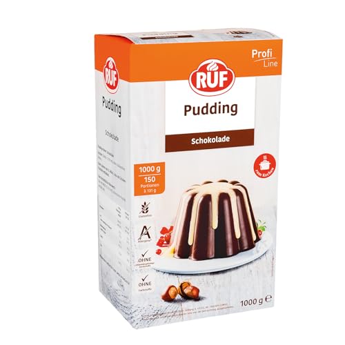 RUF Pudding Schokolade mit herzhaftem Kakao Aroma, nur mit Milch und Zucker aufkochen, praktische Vorratspackung, glutenfrei, ohne Allergene, 1x1000g von RUF