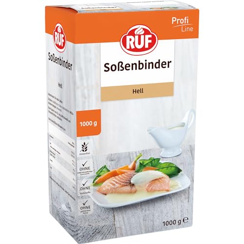 RUF Sossenbinder hell, Soßenpulver zum Binden für helle Sauce, Fischgerichte, Nudelsoße oder Curry, ohne Klümpchen, fettarm und geschmacksneutral, 1x1000g von RUF
