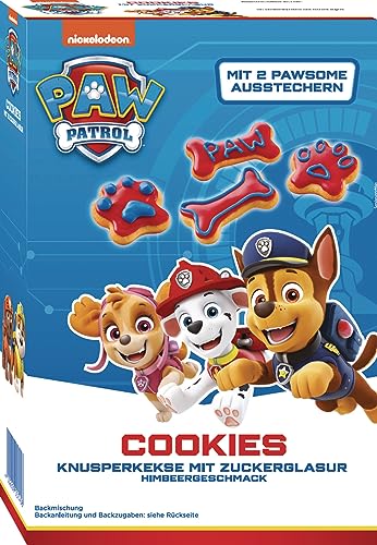 RUF x PAW Patrol Cookie Backmischung mit Himbeer-Geschmack, inkl. Zuckerglasur und mit Keks-Ausstechern in Hundepfoten- und Knochen-Form, 1 x 475g von RUF Lebensmittelwerk