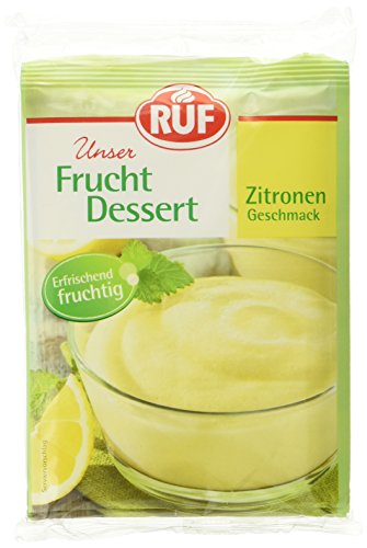 RUF Frucht-Dessert Zitronen Geschmack, fruchtig, erfrischender Pudding Zitrone mit Wasser zubereitet, glutenfrei und vegan, 16er Pack (16x3x44g) von RUF