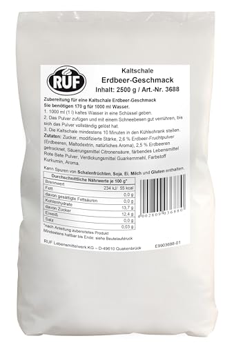 RUF Kaltschale Erdbeere, Großgebinde, sommerliches Fruchtdessert ohne Kochen, Erdbeer-Geschmack, glutenfrei und vegan laut Rezeptur, kurze Kühlzeit, 1x2500g von RUF