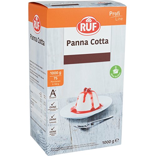 RUF Panna Cotta, traditionelles italienisches Dessert zum Servieren mit leckerer fruchtig-frischer Erdbeersosse, Großpackung ohne Kochen, 1x1000g von RUF