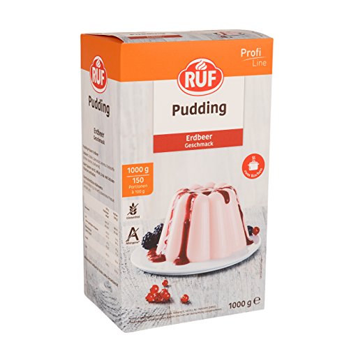 RUF Pudding Erdbeer, mit fruchtiger Erdbeernote, nur mit Milch und Zucker aufkochen, praktische Großpackung, glutenfrei, ohne Allergene, 1x1000g von RUF