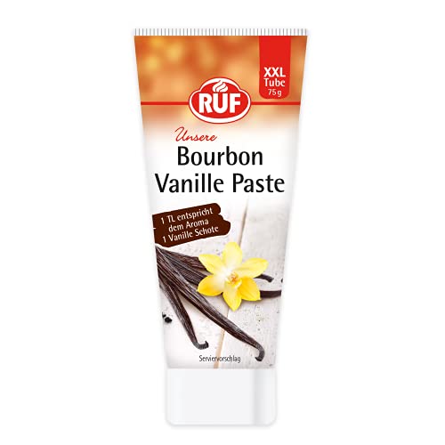RUF Bourbon Vanille-Paste, echte Bourbon-Vanille aus der Tube, für Kuchen, Torten und Desserts, 1 TL = Aroma 1 Vanille-Schote, glutenfrei, vegan, 75g von RUF