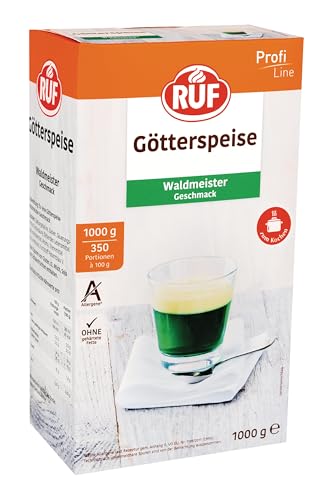 RUF Götterspeise Waldmeister, klassisch grüner Wackelpudding, zu Geburtstagsfeiern und Hochzeiten, schmeckt besonders lecker mit Vanillesoße, 1x1000g von RUF