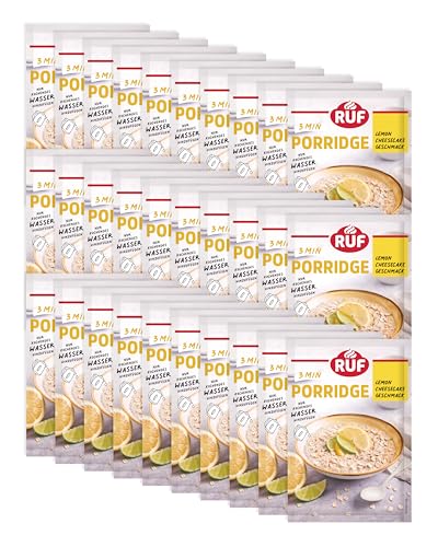 RUF 30er Pack Monats-Vorrat Porridge Lemon Cheesecake, Instant Haferbrei für ein schnelles und gesundes Frühstück, 30 x 65g Beutel RUF 30er Pack Monats-Vorrat Porridge Lemon Cheesecake, Instant Haferbrei für ein schnelles und gesundes Frühstück, 30 x 65g Beutel von RUF