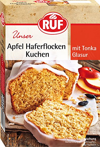 RUF Veganer Apfel-Haferflocken-Kuchen mit Glasur, schnelle Backmischung für Apfelkuchen mit frischen Äpfeln und kernigen Haferflocken, 1 x 510g von RUF