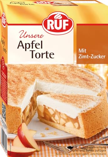 RUF Apfeltorte, Backmischung für eine Apfel-Torte mit Sahne-Creme und Zimt-Zucker, Apfel-Zimt-Torte, vegan von RUF