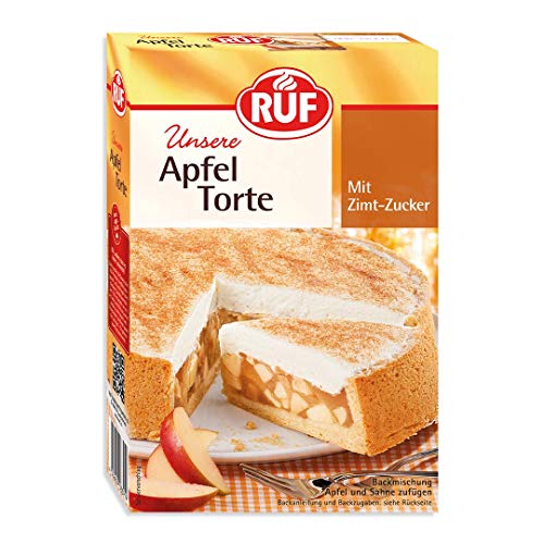RUF Apfeltorte, Rührkuchen-Backmischung für eine klassische Apfel-Torte mit Sahne und Zimt-Zucker, Apfel-Zimt-Torte, vegan, 8er Pack, 8 x 500g von RUF