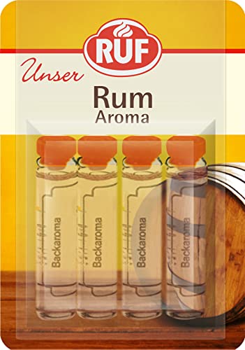 RUF Backaroma Rum, 4 Fläschchen Rumaroma zum Backen für Torten-Boden, Biskuit-Teig oder weihnachtliches Gebäck, tröpfchenweise dosierbar RUF Backaroma Rum, 4 Fläschchen Rumaroma zum Backen für Torten-Boden, Biskuit-Teig oder weihnachtliches Gebäck, tröpfchenweise dosierbar von RUF