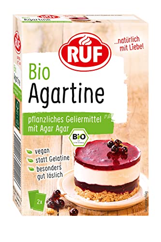 RUF Bio Agartine Pulver, pflanzlicher Gelatine-Ersatz, ohne tierische Gelatine, gut löslich für kalte und heiße Massen, glutenfrei und vegan, 2x15g von RUF
