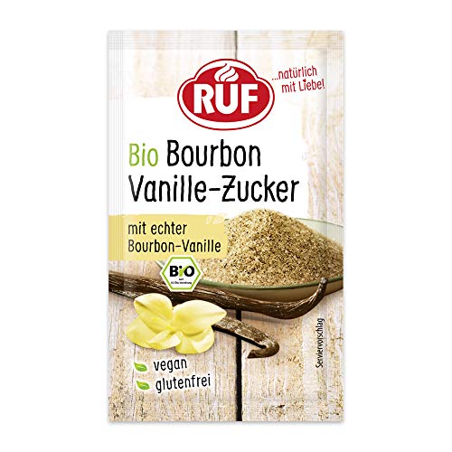 RUF Bio Bourbon Vanille Zucker, natürliches Bourbon Vanille Aroma für Schlagsahne, Quarkspeisen, Milchmix und Gebäck, glutenfrei und vegan, 3 x 8g von RUF
