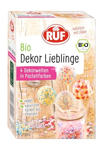 RUF Bio Dekor Lieblinge, Dekor-Mix 4 Sorten bunte Back-Dekoration mit Zucker-Streuseln, Zucker-Perlen & Zucker-Herzen, ohne künstliche Farbstoffe, vegan, 140g RUF Bio Dekor Lieblinge, Dekor-Mix 4 Sorten bunte Back-Dekoration mit Zucker-Streuseln, Zucker-Perlen & Zucker-Herzen, ohne künstliche Farbstoffe, vegan, 140g von RUF