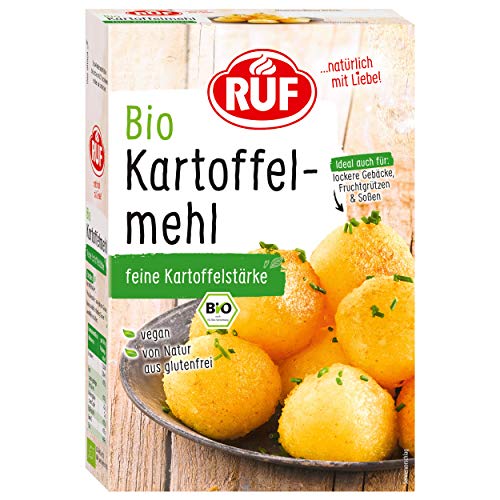 RUF Bio Kartoffelmehl, Kartoffelstärke zum Andicken & Binden, für Kochen & Backen, z.B. für Klöße & Süßkartoffelpommes, glutenfrei und vegan, 9 x 500g von RUF