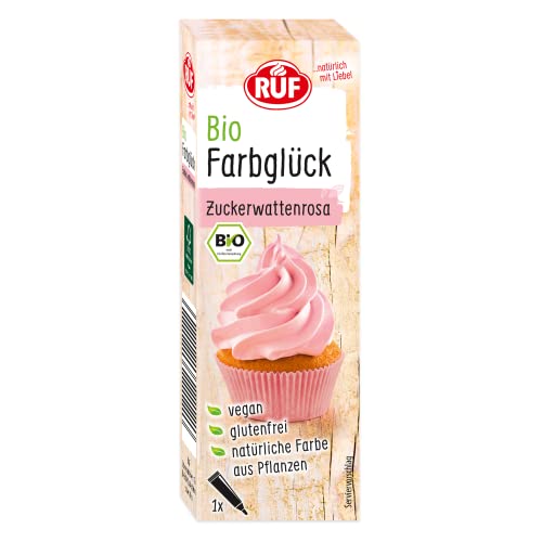 RUF Bio Lebensmittelfarbe Zuckerwatten-Rosa, mit Agavendicksaft zum Einfärben von Teigen, Fondant, Glasuren, glutenfrei & vegan, 1 x 25g von RUF