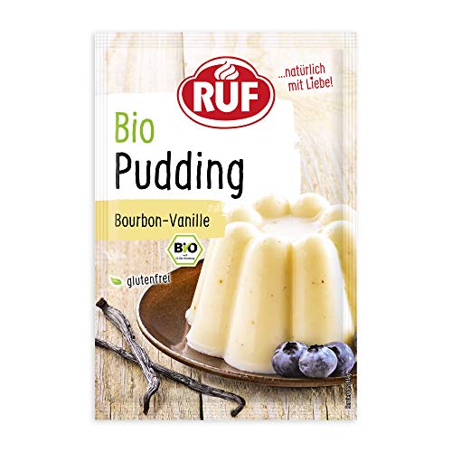 RUF Bio Pudding Bourbon-Vanille, mit Vanillearoma aus kontrolliert biologischem Anbau, ohne Zuckerzusatz, glutenfrei und vegan, 18er Pack (18x2x40g) von RUF