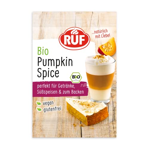 RUF Bio Pumpkin Spice Latte Würzmischung, Kürbispulver zum Verfeinern von Milch-Kaffee, Pumpkin Pie, Plätzchen, Porridge und Pancakes, vegan und glutenfrei, 1x10g von RUF