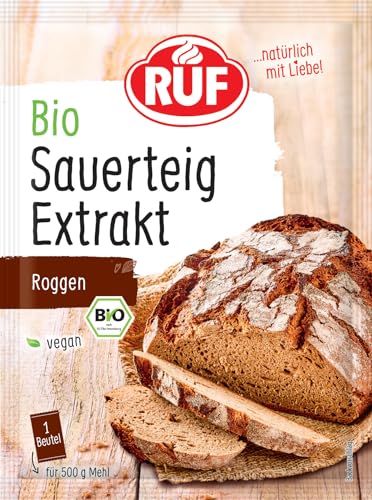 RUF Bio Sauerteig-Extrakt, getrockneter Sauerteigextrakt aus Bio Roggen-Vollkornmehl, Roggensauerteig zum Backen von Brot & Brötchen von RUF