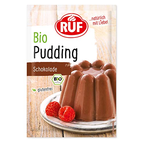 RUF Bio-Pudding Schokolade, Puddingpulver mit Kakao-Pulver aus kontrolliert biologischem Anbau, glutenfrei, vegan, 16er Pack (16 x 46g) von RUF