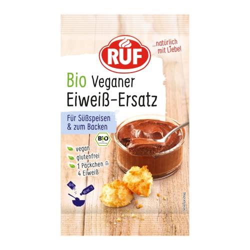 RUF Bio Veganer Eiweiß-Ersatz, pflanzliche Alternative zu Eiweiß, veganes & glutenfreies Ei-Ersatz Pulver, Eiweiß-Pulver zum Kochen & Backen, 1 x 20g von RUF