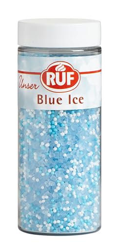 RUF Blue Ice Dekor, Schneeflocken Tortendeko, essbare Zucker-Perlen in eisblau und weiß, zum Verzieren von Torten, Cupcakes Deko von RUF