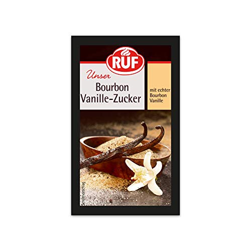 RUF Bourbon Vanille Zucker mit gemahlener Vanilleschote zum Aromatisieren von Schlagsahne, Gebäck, Obstsalat und Cremes, glutenfrei und vegan, 3x8g von RUF