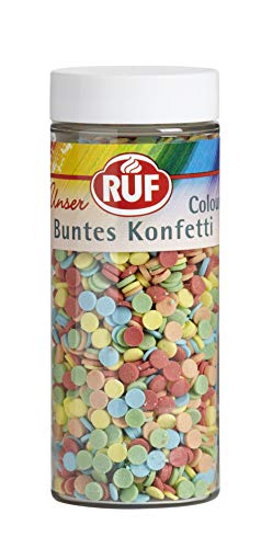RUF Bunte Konfetti Streusel, Zucker-Dekor in 5 kunterbunten Farben, Streudekor für Geburtstags-Kuchen, Muffins und Plätzchen von RUF