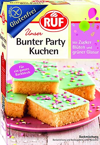 RUF Bunter Partykuchen glutenfrei, Blechkuchen mit Zuckerstreusel und Zuckerglasur, perfekt für den Kindergeburtstag, Zöliakie geeignet, 815g von RUF