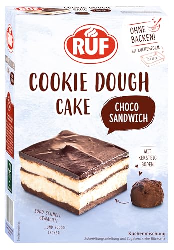 RUF Cookie Dough Schoko-Sandwich ohne Backen, Boden aus Keksteig mit fluffiger Creme und Schoko-Glasur, inkl. Kuchenform, 1x320g RUF Cookie Dough Schoko-Sandwich ohne Backen, Boden aus Keksteig mit fluffiger Creme und Schoko-Glasur, inkl. Kuchenform, 1x320g von RUF
